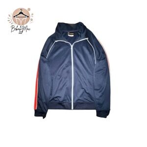 Original Use Men’s Med. Navy Track Jacket with White Piping & Red Stripe Sleeves